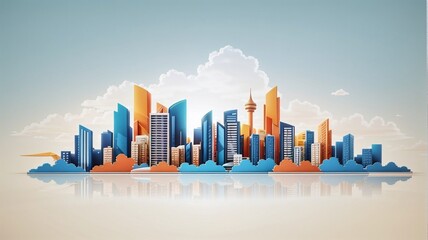 Real estate abstract background design. Abstract business building illustrations for background. Real estate business background. City, Abstract, Building Exterior, Urban Skyline, Cityscape