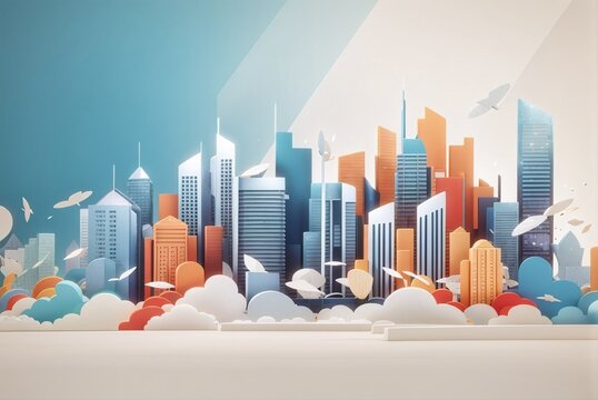 Real estate abstract background design. Abstract business building illustrations for background. Real estate business background. City, Abstract, Building Exterior, Urban Skyline, Cityscape