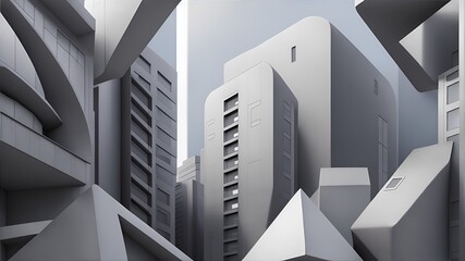 Obraz premium Building business illustrations for background. Real estate business background. Abstract, Building Exterior, Urban Skyline, Cityscape Banner design background. Metropolis Grid Design