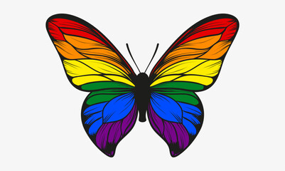 LGTB glitter butterfly design vector illustration. Decorative design elements. Suitable for printing on stationery, mugs, t-shirts, pillows, phone cases. Magnificent exotic spring butterfly.
