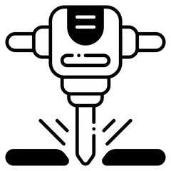 Vector Icon Road drill, Auger Tool, Construction, Safety, Repair Equipment