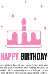 vector of happy birthday card pink lineart