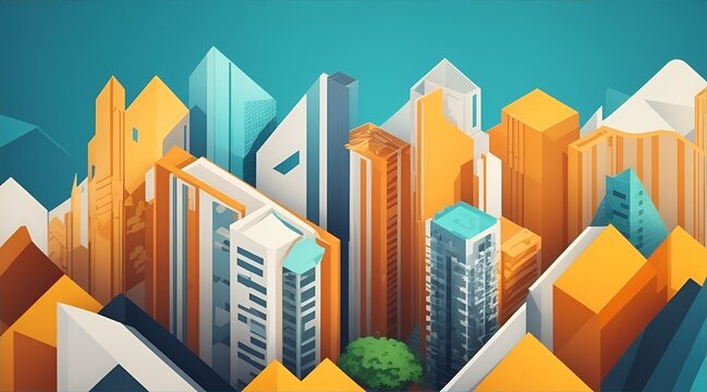 Building business illustrations for background. Real estate business background. Abstract, Building Exterior, Urban Skyline, Cityscape Banner design background. Futuristic Property Concept