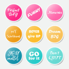 Colorful circle sticker collection, vector illustration