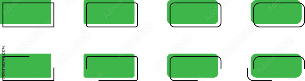Wall mural green quote vector bubbles for text, speech. quotation box frames with borders design for comment, t