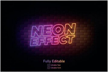 Neon effect for edible text neon style effect logo and night club logo and night party poste Vector neon 