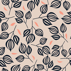 Black Buds, vector seamless pattern. Repeating background. Tileable wallpaper print.	 - obrazy, fototapety, plakaty