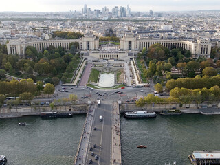 The Trocadero view from the Eiffel Tower, France