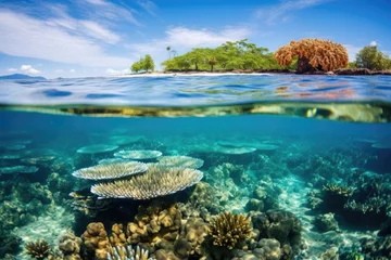 Zelfklevend Fotobehang Koraalriffen tropical coral reef seen from the water surface