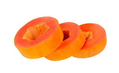 sliced ripe papaya   on transparent png