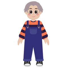 Cute Boy In Overalls Illustration