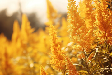 Gentle goldenrod hue for an autumnal mood backdrop - obrazy, fototapety, plakaty