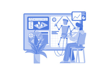 Game Designer Illustration concept on white background