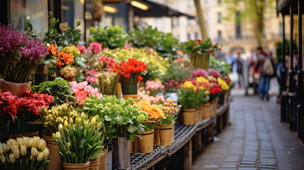 Fototapeta na wymiar Flowers at a street market in Paris France