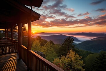 a scenic sunrise view from a mountain retreat