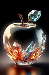 水晶の装飾が施されたクリスタルの林檎