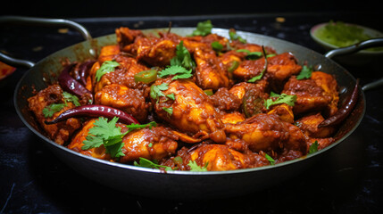 Frying pan chicken masala spicy food