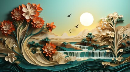 Vibrant Vector Illustrations: Captivating Nature, Sunlit Beach, Tranquil Seasons & Tropical Fun - Stunning Design Art for Every Occasion!, generative AI