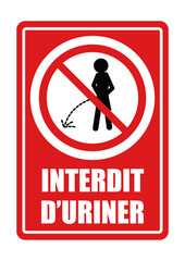 interdit d'uriner panneau interdiction fond rouge