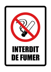 interdit de fumer panneau interdiction fond rouge et noir