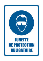 lunette de protection obligatoire equipement sécurité travail EPI icones rond bleu