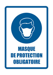 masque obligatoire equipement sécurité travail EPI icones rond bleu
