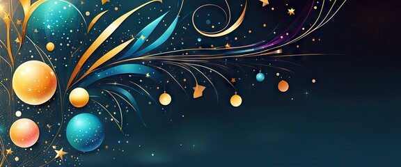 Merry Christmas and Happy New Year Abstract background with fireworks and confetti