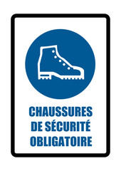 port des chuassures de sécurité obligatoire panneau signalisation encart fond noir