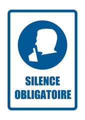 silence obligatoire equipement sécurité travail EPI icones rond bleu