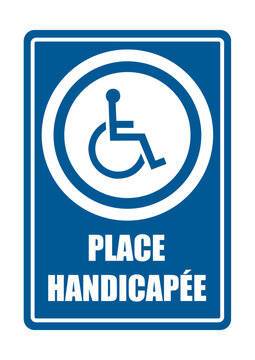 place handicapée obligatoire equipement sécurité travail EPI icones rond et fond bleu