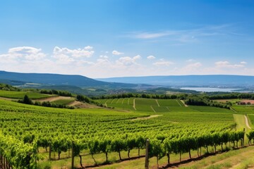 panoramic view of green vineyards