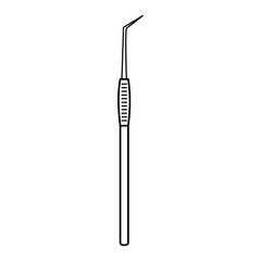 Dental tool for dentistry inspection. Linear doodle icon. Dental care, stomatology, medical dentist tool concept.