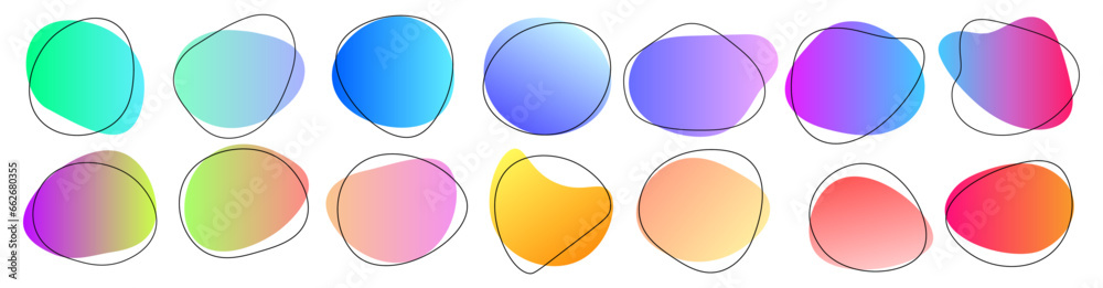 Aufkleber contemporary organic blob, bubble blotch background shape, asymmetric spot, outline set. abstract ir