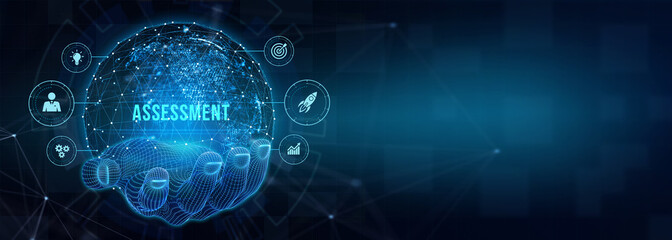 Business, Technology, Internet and network concept. Assessment analysis evaluation measure. 3d illustration