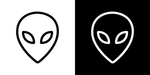Aliens head. Alien black face illustration. Martian head vector icon.
