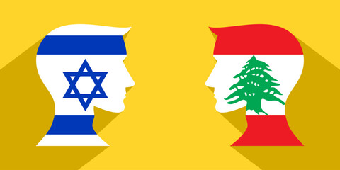 face to face concept. israel vs lebanon. vector illustration - obrazy, fototapety, plakaty