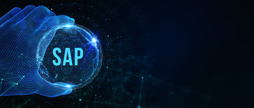 SAP System Software Automation concept on virtual screen data center. Business, modern technology, internet and networking concept. 3d illustration