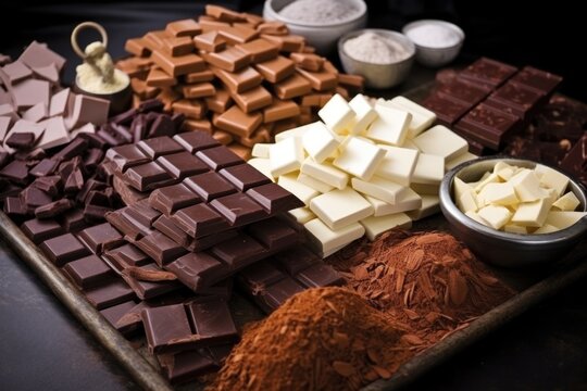 different types of chocolate for a confectionery workshop