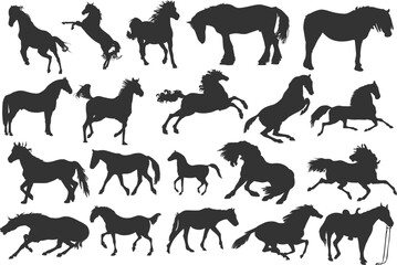 set of horse silhouette