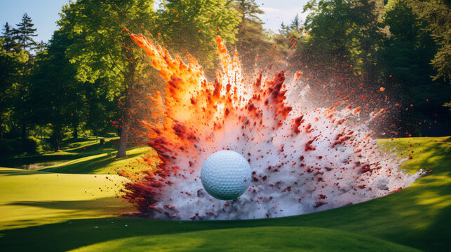 Golf ball paint explosion.