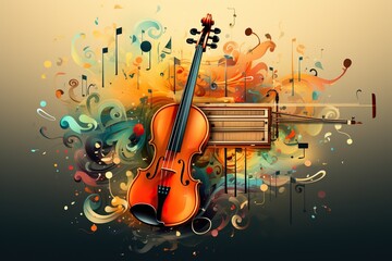 beautiful painting of a music violin, illustration