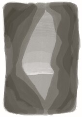 Ilustración mar y playa vista des de una cueva.
