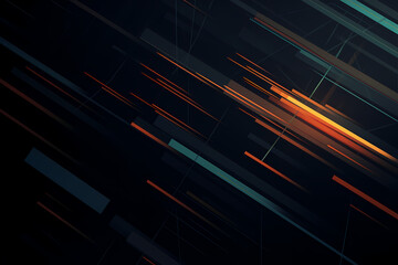abstract dark duotone blue and orange neon background design with stripes and lines in different shapes as modern technology, data processing, hologram wallpaper - generative ai
