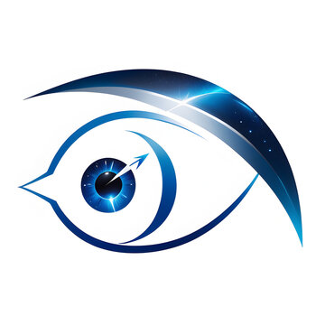 Blue eye icon, minimalist illustration. Generative AI