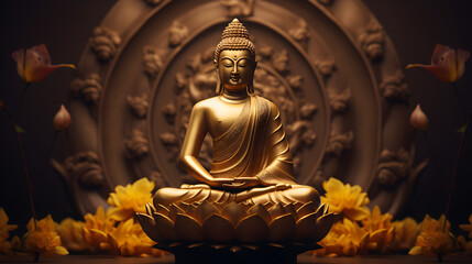 Golden Buddha statue symbol of spirituality and meditation