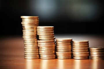 stacks of coins with a diminishing pattern, representing reducing debt