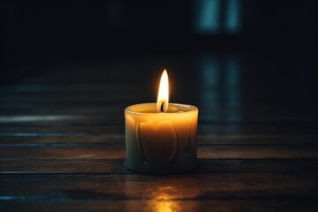 Obraz na płótnie Canvas a single candle burning in an otherwise dark room