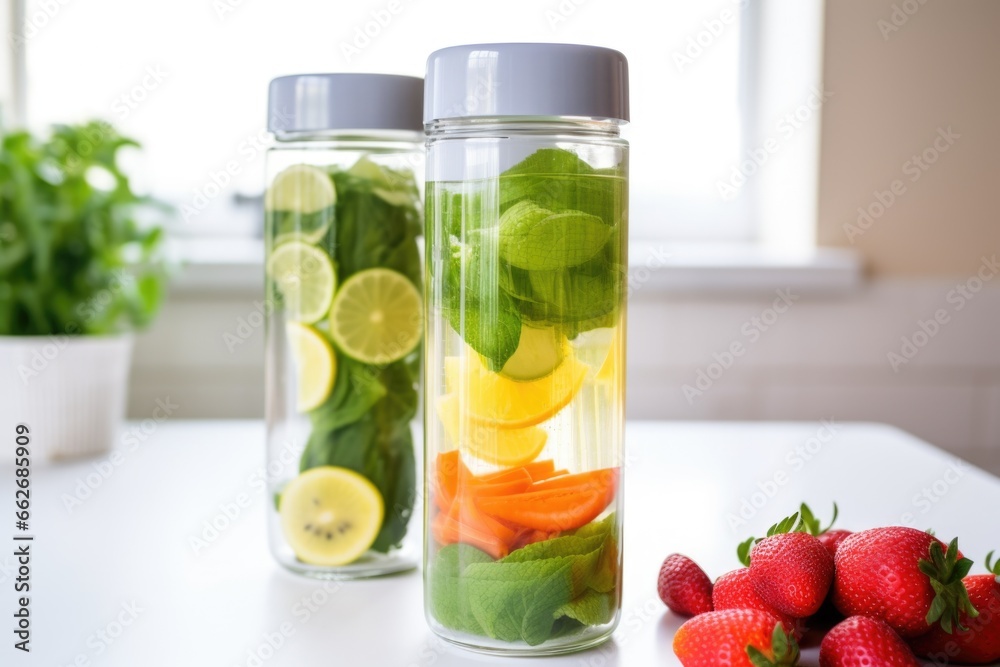 Poster chilled container filled with homemade detox water