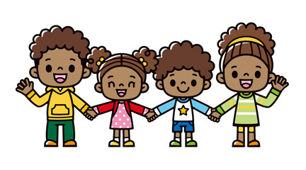 African children holding hands