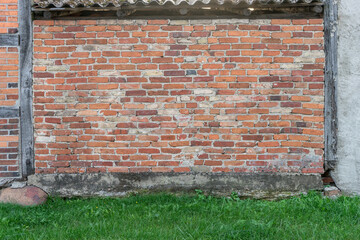 Background with wall made of red bricks